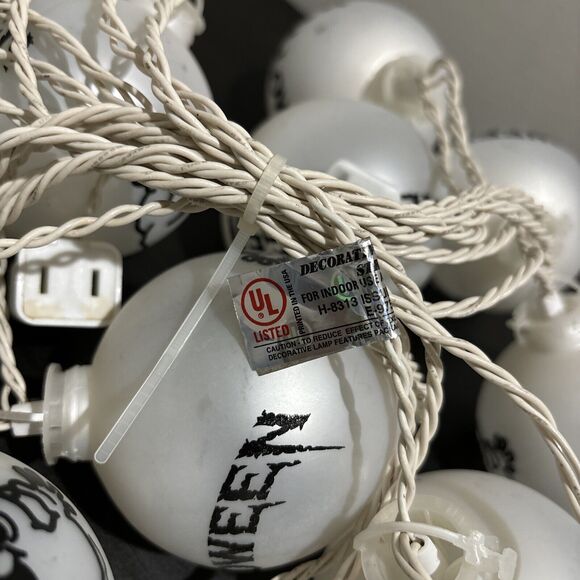 VTG 12 Barcana Halloween Ghost/Halloween Glass Ball String Light Decoration - Picture 5 of 10